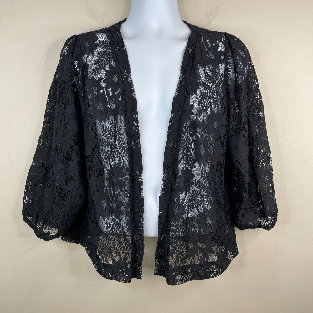 Womens Floral Lace Jacket NWT XXL Black Neutral Party Special Occasion Layering